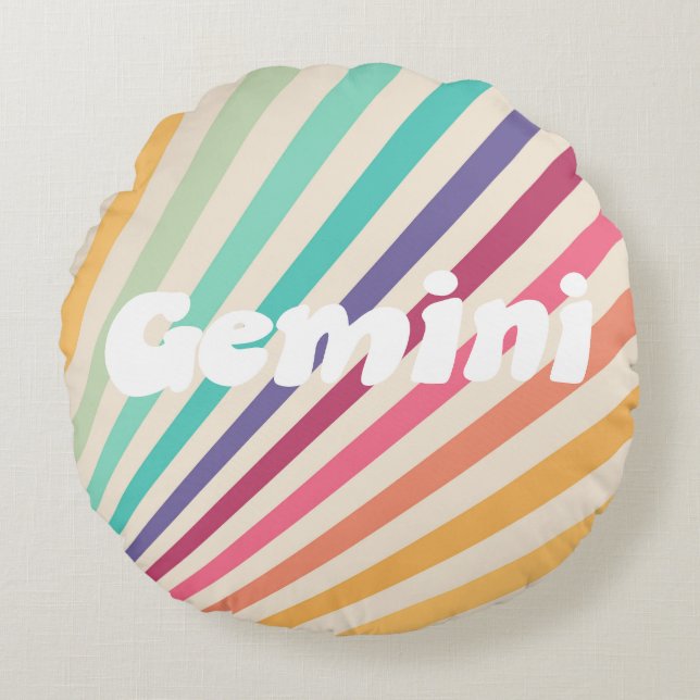 Gemini Rainbow Rond Kussen (Voorkant)