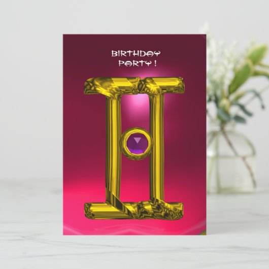 GEMINI RUBY, Alexandriet lichtgeel rood roze Aankondiging (Staand voorkant)