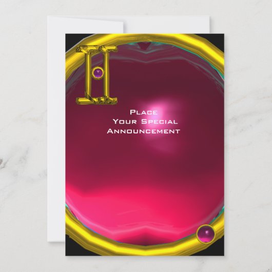 GEMINI RUBY, Alexandriet lichtgeel rood roze Aankondiging (Achterkant)