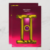 GEMINI RUBY, Alexandriet lichtgeel rood roze Aankondiging (Voorkant / Achterkant)