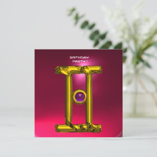 GEMINI RUBY, Alexandriet lichtgeel rood roze Aankondiging (Staand voorkant)