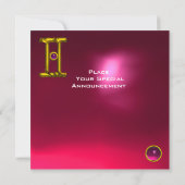 GEMINI RUBY, Alexandriet lichtgeel rood roze Aankondiging (Achterkant)