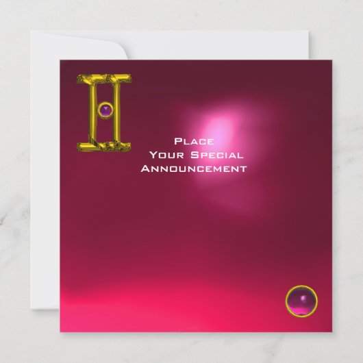 GEMINI RUBY, Alexandriet lichtgeel rood roze Aankondiging (Achterkant)