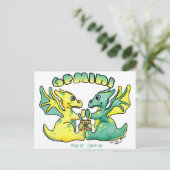 gemini schattige zodische kleine vleugeldraak briefkaart (Staand voorkant)