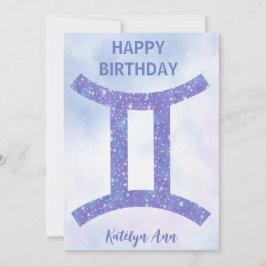  Gemini Sign Custom Paars Happy Birthday Kaart