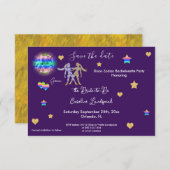 Gemini Sign & Disco Ball Bachelorette Party Save The Date (Voorkant / Achterkant)