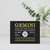 Gemini Sign of the Zodiac, Astrological Briefkaart (Staand voorkant)
