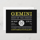 Gemini Sign of the Zodiac, Astrological Briefkaart (Voorkant / Achterkant)