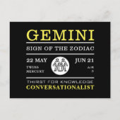 Gemini Sign of the Zodiac, Astrological Briefkaart (Voorkant)
