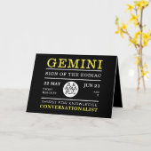 Gemini Sign of the Zodiac, Astrological Kaart (Gele Bloem)