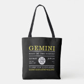 Gemini Sign of the Zodiac, Astrological Tote Bag (Achterkant)