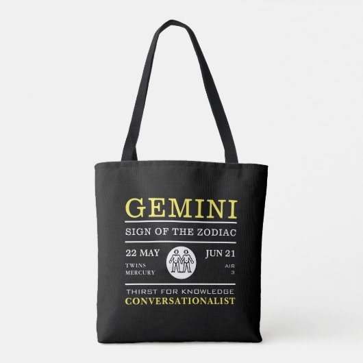 Gemini Sign of the Zodiac, Astrological Tote Bag (Achterkant)