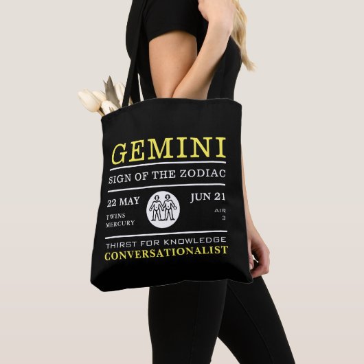 Gemini Sign of the Zodiac, Astrological Tote Bag (Dichtbij)
