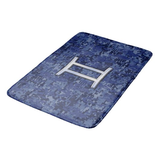 Gemini Sign on Navy Blue Digital Camouflage Badmat (Gekanteld)