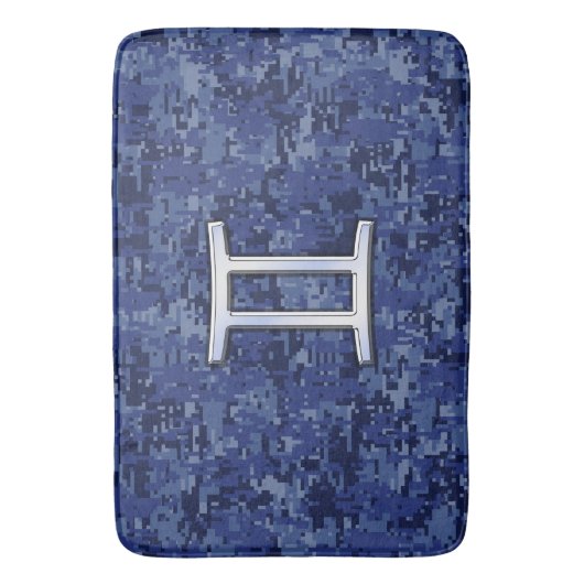 Gemini Sign on Navy Blue Digital Camouflage Badmat (Voorkant Verticaal)