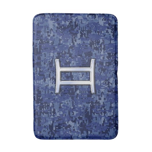 Gemini Sign on Navy Blue Digital Camouflage Badmat (Voorkant Verticaal)