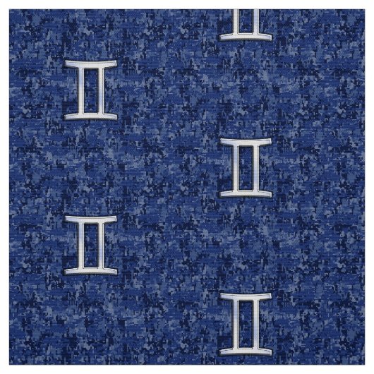Gemini Sign on Navy Blue Digital Camouflage Stof (Swatch)