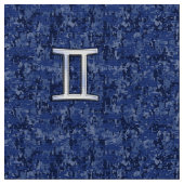 Gemini Sign on Navy Blue Digital Camouflage Stof (Close Up)