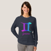 Gemini Sign Pink Paars Blue Aqua Zodiac T-shirt (Voorkant volledig)