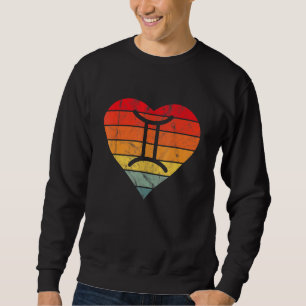 Gemini Sign Retro Sunset Heart Zodiac Symbol Astro Trui
