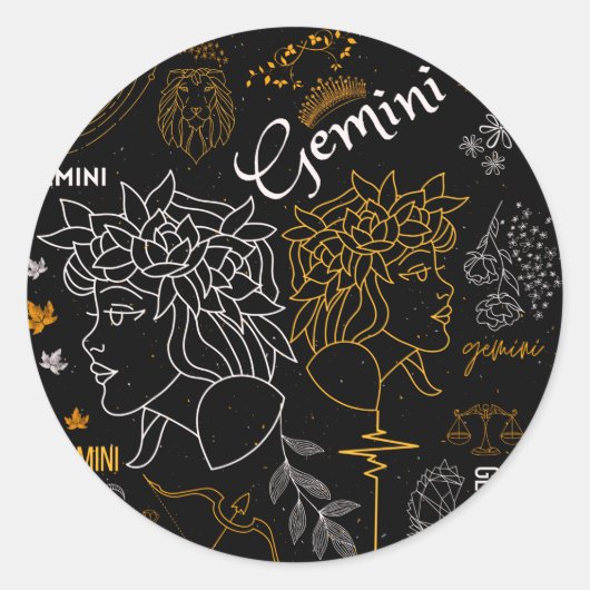Gemini Sign Zodiac Horoscope Design Ronde Sticker (Voorkant)