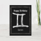 Gemini Silver Zdiac astrology Happy Birthday Kaart (Voorkant)