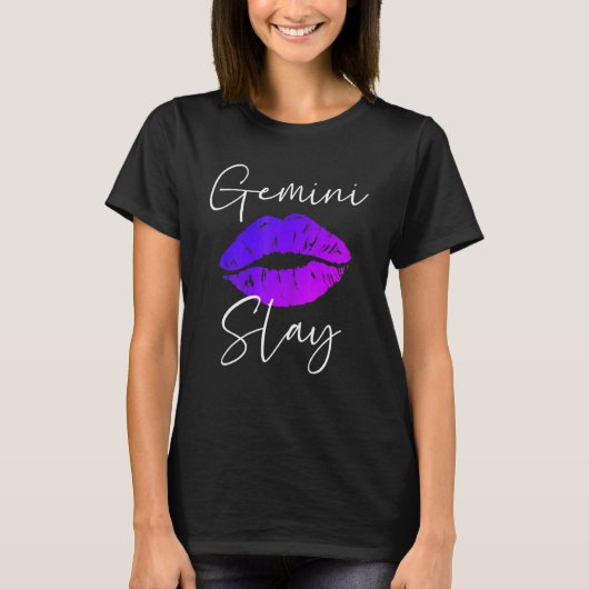 Gemini Slay Lipstick Costume Geweldige verjaardag T-shirt (Voorkant)