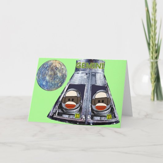 Gemini Sock Aapjes Kaart (Voorkant)