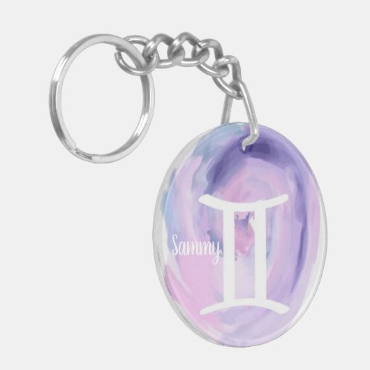 Gemini Specialized Waterverf Zodiac Sign Sleutelhanger (Voorkant Links)