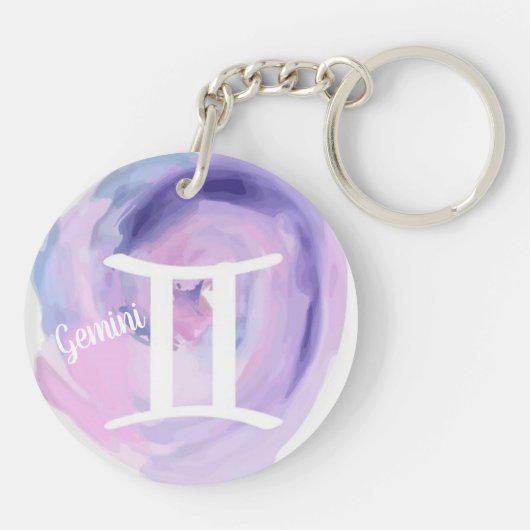 Gemini Specialized Waterverf Zodiac Sign Sleutelhanger (Achterkant)