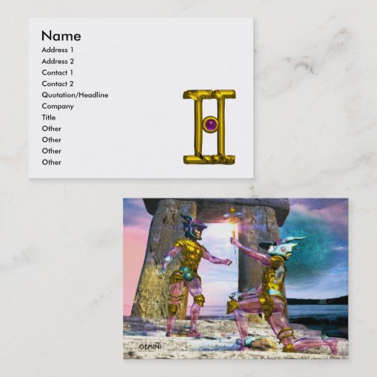 GEMINI sterrenbeeld, astrologie Visitekaartje (Voorkant / Achterkant)