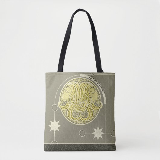 Gemini sterrenbeeld Geel Wit Grijs Mandala Tote Bag (Voorkant)