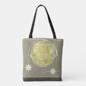 Gemini sterrenbeeld Geel Wit Grijs Mandala Tote Bag (Achterkant)