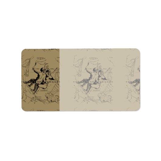Gemini Sterrenbeeld Kaart Hevelius circa 1690 Etiket (Voorkant)