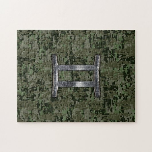 Gemini Sterrenbeeld op groene digitale camouflage Legpuzzel (Horizontaal)