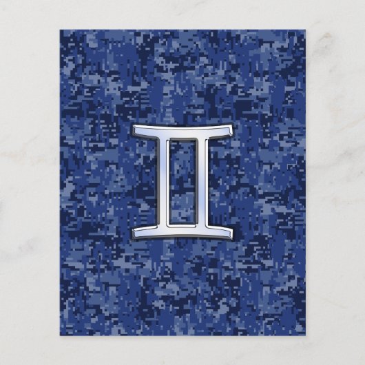 Gemini-sterrenbeeld op Navy Blue Digitale Camo Flyer (Voorkant)
