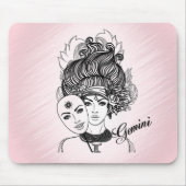 Gemini Sterrenbeeld Symbool en Teken Roze Muismat (Voorkant)