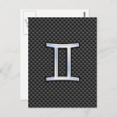 Gemini-sterrenbeeld symbool Koolstofvezel stijl Briefkaart (Voorkant / Achterkant)