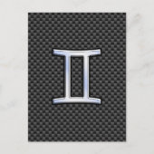 Gemini-sterrenbeeld symbool Koolstofvezel stijl Briefkaart (Voorkant)