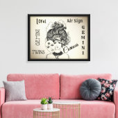 Gemini Sterrenbeeld Symbool n Teken Ingelijst Inge Canvas Afdruk (Insitu (Woonkamer))