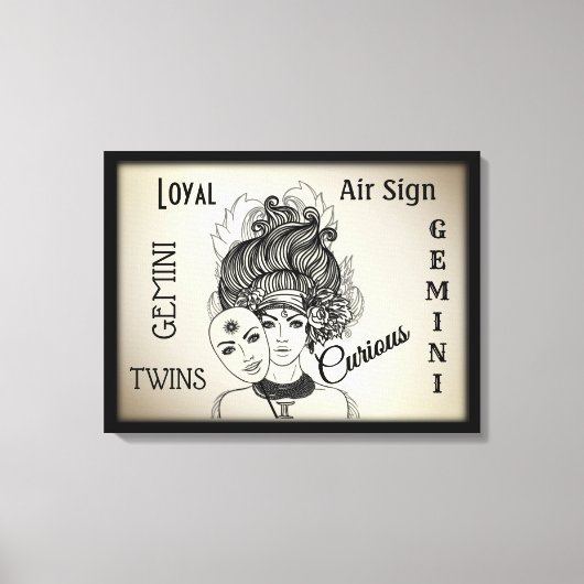 Gemini Sterrenbeeld Symbool n Teken Ingelijst Inge Canvas Afdruk (Voorkant)