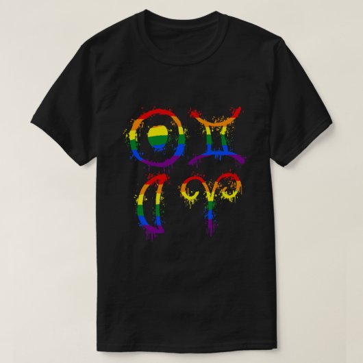 Gemini Sun Ram Maan Regenboog Gay Pride Maand Astr T-shirt (Design voorkant)