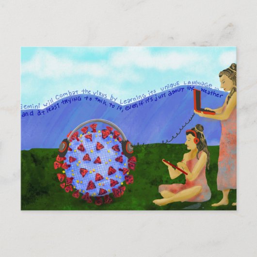 Gemini sun sign bestrijdt het virus briefkaart (Voorkant)