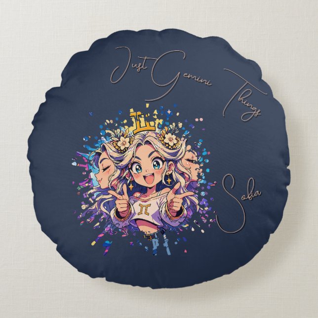 Gemini Sweet 16 Round Name Pillow Rond Kussen (Voorkant)