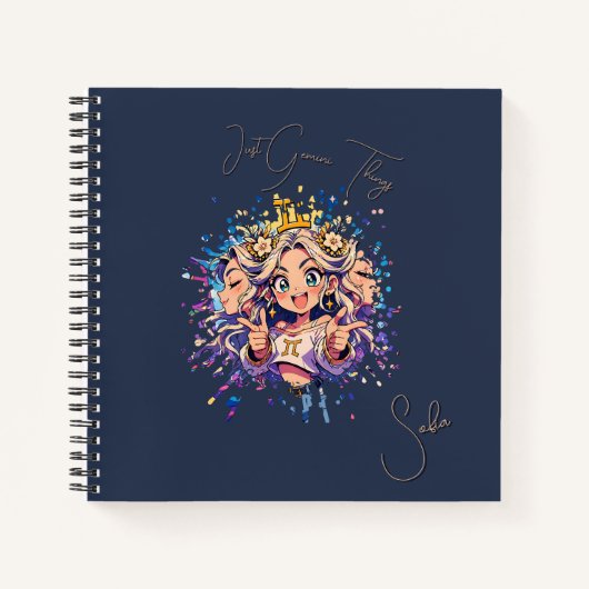 Gemini Sweet 16 Square Custom Notebook Notitieboek (Voorkant)