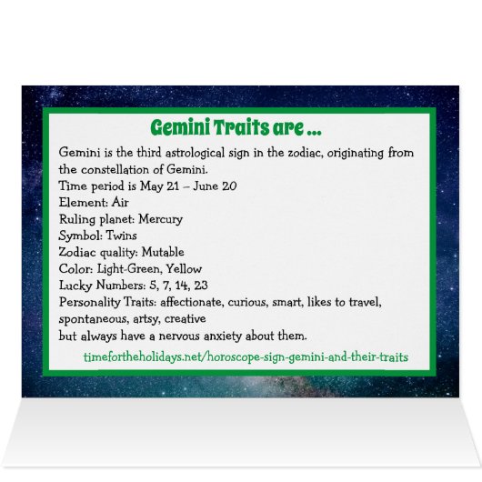Gemini Symbol Happy Birthday Horoscope Zodiac (Binnen Horizontaal (Boven))
