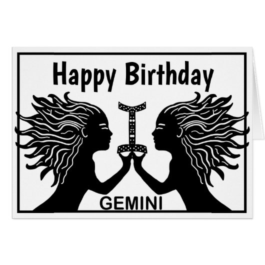 Gemini Symbol Happy Birthday Horoscope Zodiac (Voorkant Horizontaal)
