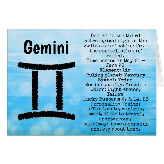 Gemini Symbol Happy Birthday Horoscope Zodiac (Voorkant Horizontaal)