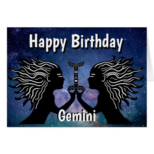 Gemini Symbol Happy Birthday Horoscope Zodiac (Voorkant Horizontaal)