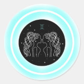 Gemini Symbol – Minimal Astrology Emblem Ronde Sticker (Voorkant)